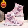 Boys' Winter 2025 High-Top Cotton Boots - Cozy Velvet Lined Snow Shoes for Big Kids