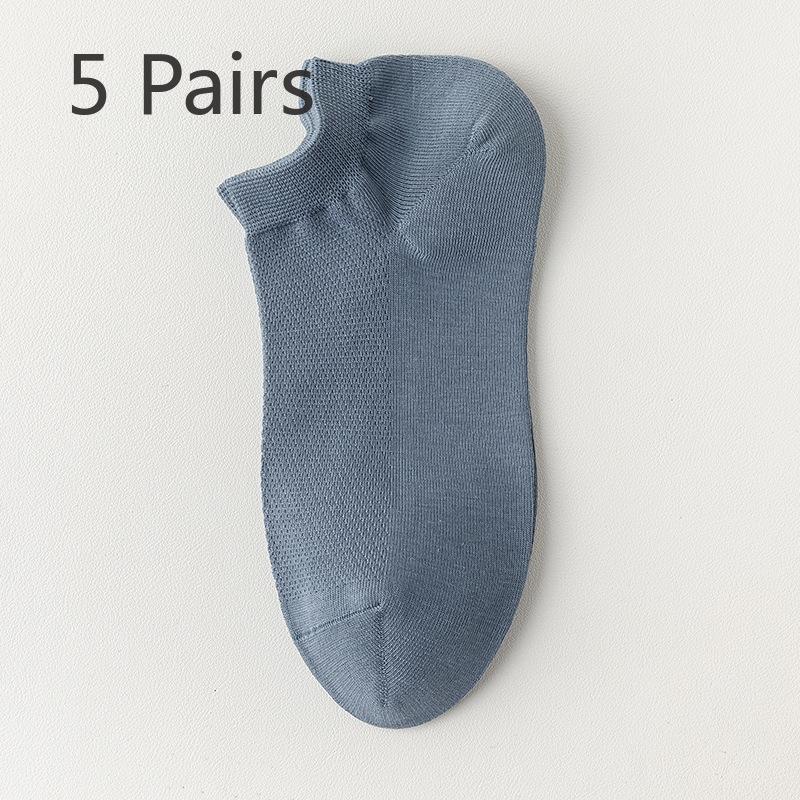 

5 пар мужских носков из тонкой сетки, дышащего хлопка, дезодорирующего, универсального назначения, весна-лето 5 Pairs синий