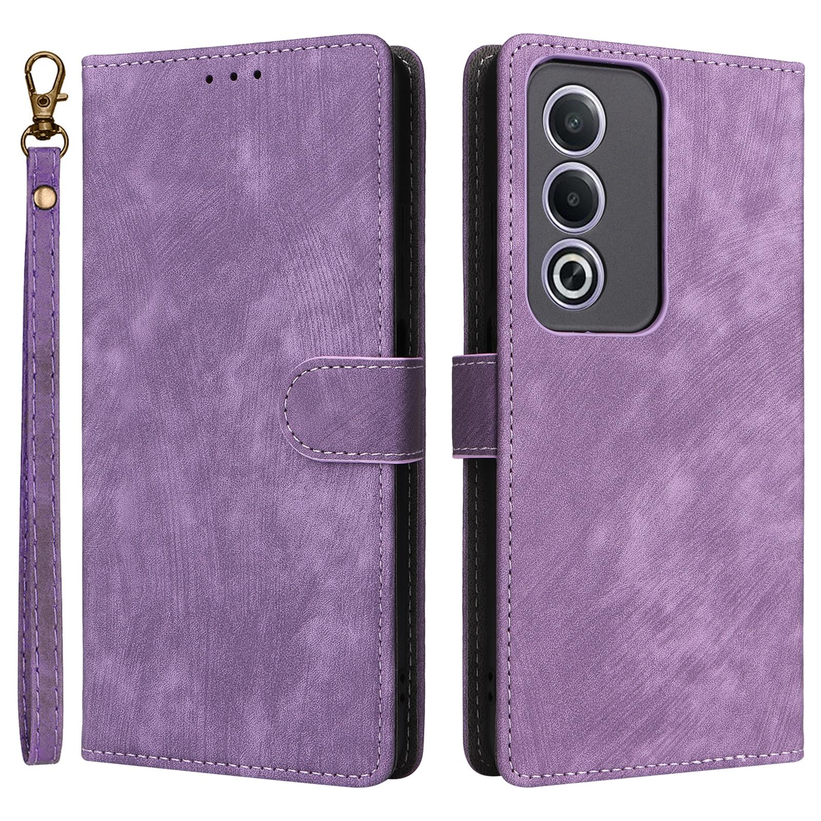 

For Oppo A80 5G/A3 Pro (Global) 5G/K12x 5G (India)/A3x 5G (China) Leather Case RFID Blocking Wallet Phone Cover with Strap Purple