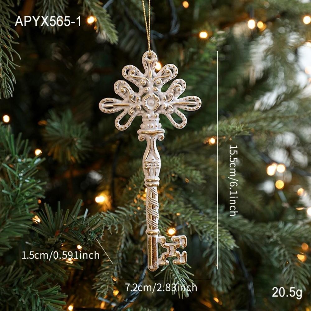 Festive Decor Plastic White Christmas Ornament Elk Snowflake Xmas Baubles Key Christmas Tree Ornament New Year Decoration