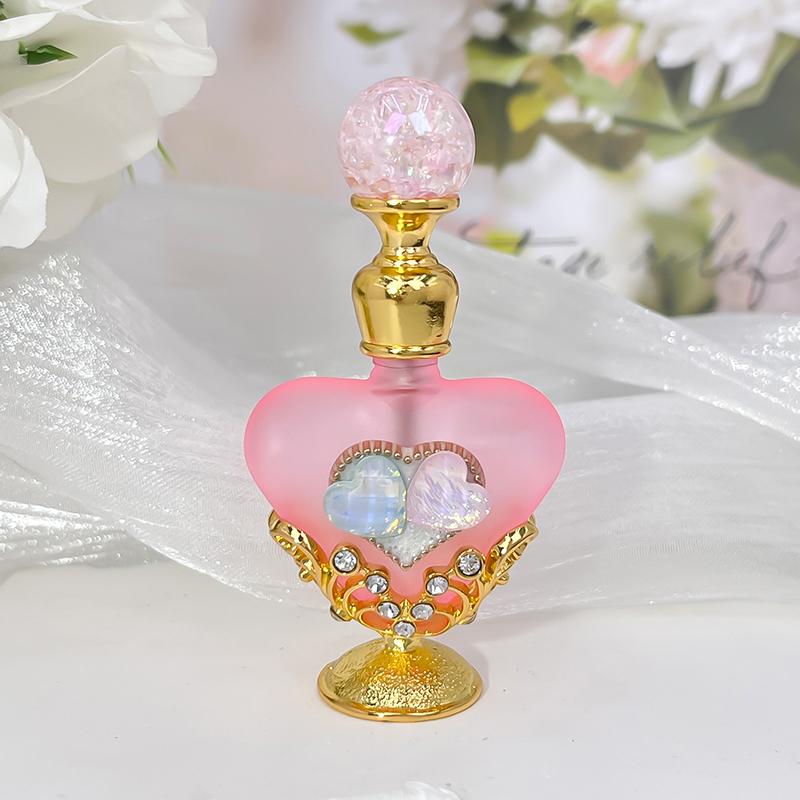

5 мл Металлическая пустая многоразовая бутылочка для парфюмерного масла аттар в форме сердца, стеклянный контейнер, подарок, домашний декор, свадебные сувениры Pink love heart
