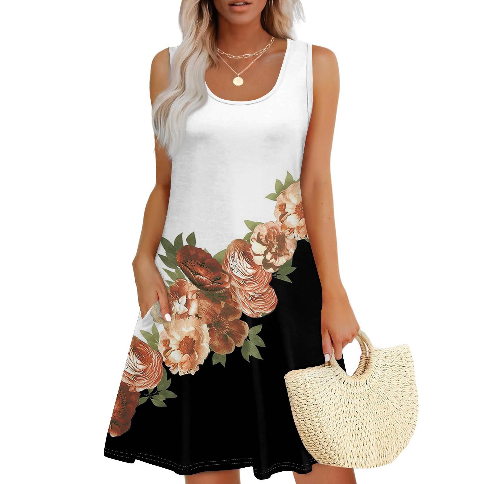 

Женские повседневные платья на каждый день для свиданий с карманами без рукавов свободные платья XXL