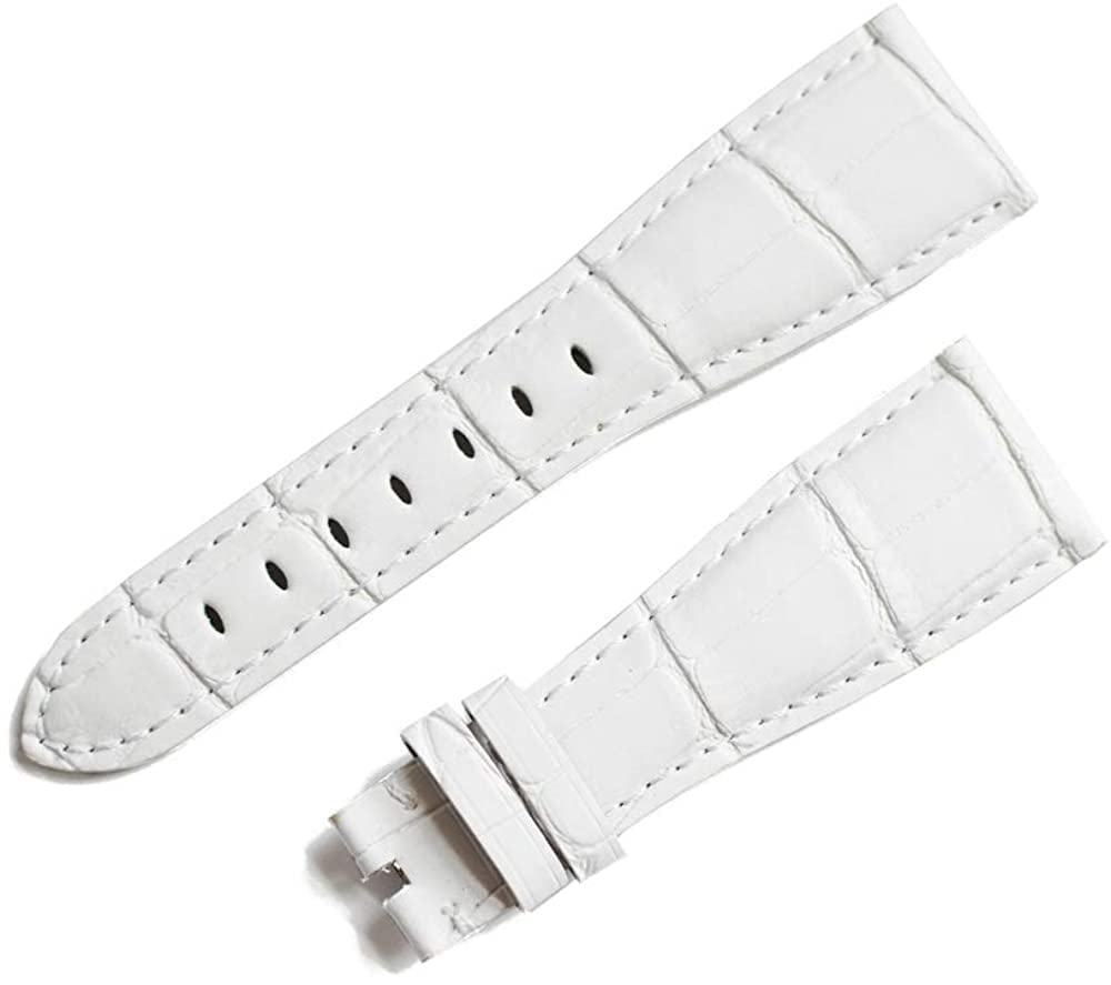 

[Import King Original] Watch Parts - Compatible with GaGa Milano - Manuale 48mm Strap - Embossed Crocodile Leather - Aftermarket - White