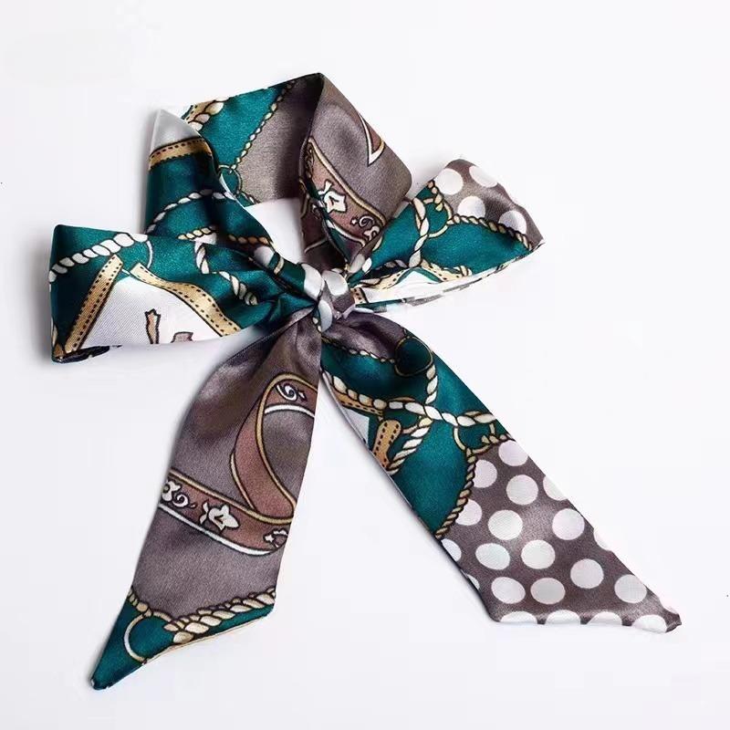 New Print Flower Small Scarf for Women Handle Bag Ribbons Brand Fashion Head Scarf Small Long Skinny Scarves Wholesale Headbands