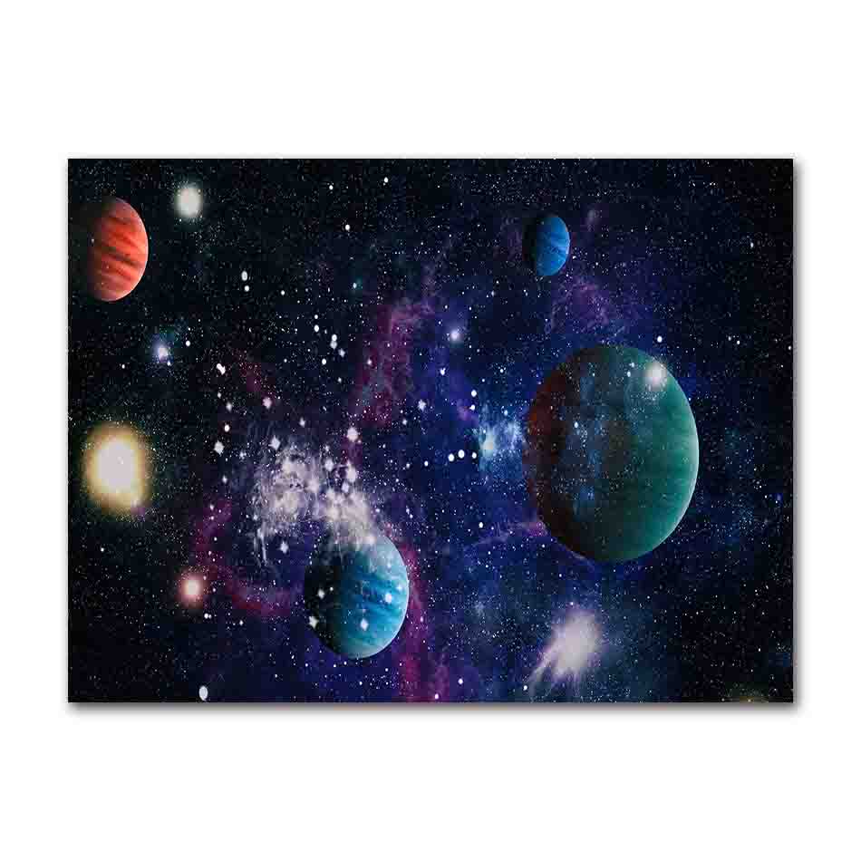 Solar System Planets Stars Canvas Painting On The Wall Canvas Posters and Prints Wall Art Picture for Kids Room Home Decor