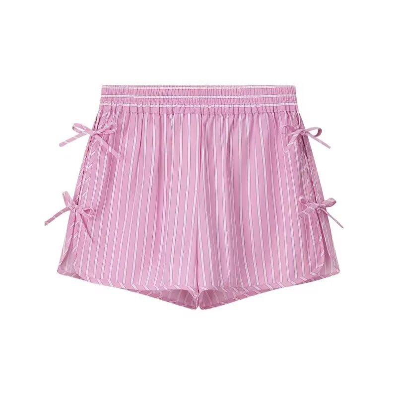 European and American style, new women's fashion, chic, fashionable, versatile, fashionable pink stripe set