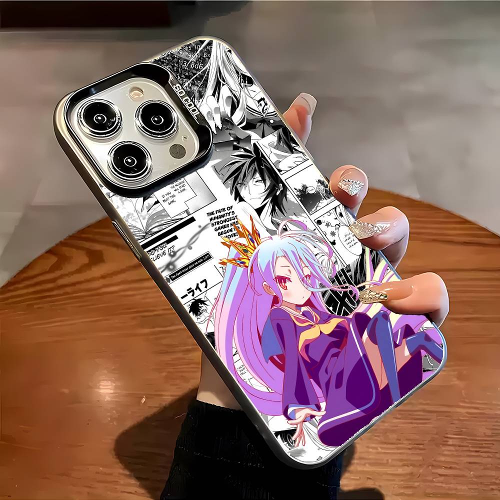 Anime Girl Shiro Phone Case For IPhone 17 16 15 14 13 12 11 Plus Pro Max Multicolor Aurora Laser Shockproof Funda Cover