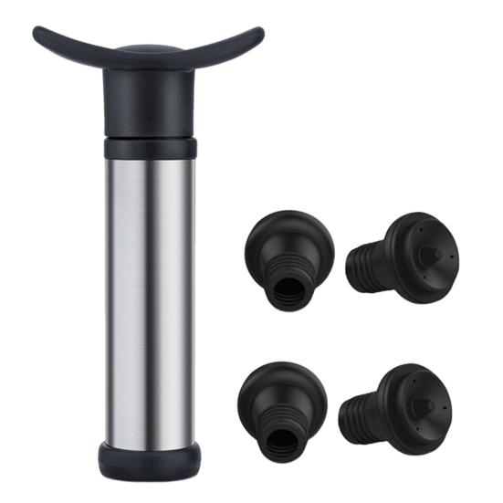 Vacuum Wine with Saver Pump 4 Stoppers Bottle Sealer Preserver Stainless Steel Wine