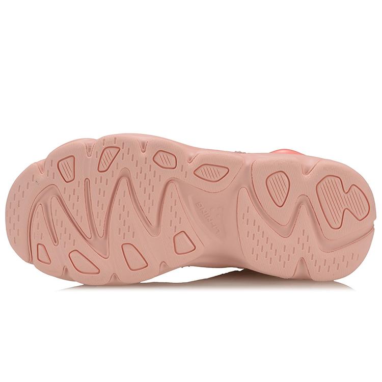 Li Ning Butterfly Textile, Synthetic Leather Slip Resistant Abrasion Resistant Low top Chunky Sneakers Women's Pink AGLP104-2