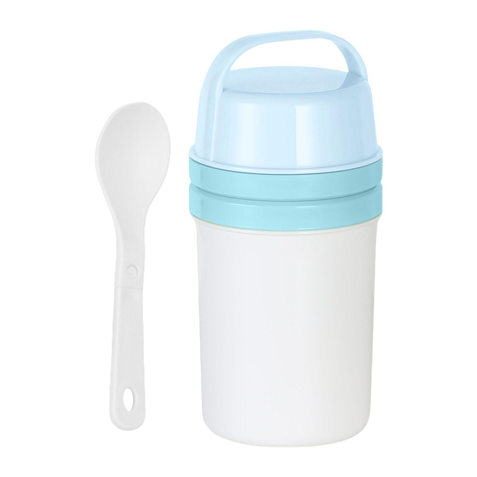 

Портативный стаканчик для йогурта 800 мл с ложкой для завтрака или закусок. Герметичный и не содержит бисфенол-А. Идеально подходит для офиса и путешествий. небесно-голубой