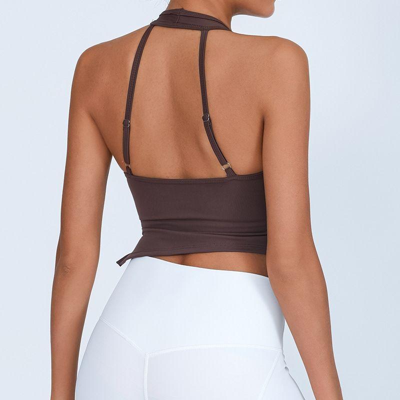 Foreign Trade with Chest Pad Cross-Border Fashion New Arrival Yoga Split Vest Women's High Elastic Quick-Drying Beauty Back Exercise Workout Top