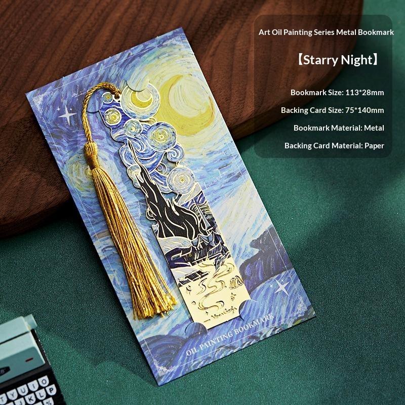1/4Pcs Vintage Oil Painting Creative Metal Bookmark Bookmark Office School Supplies Funny Gift Stationery Items