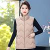 Down Cotton Vest Women's Short Autumn and Winter Western Style Cotton Waistcoat Plus Size Stand-up Collar Vest Mother's Jacket