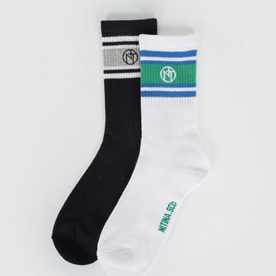 Nitina [GESCHENKPACKUNG] Logo Crew Socken 2er-Set (Herren)