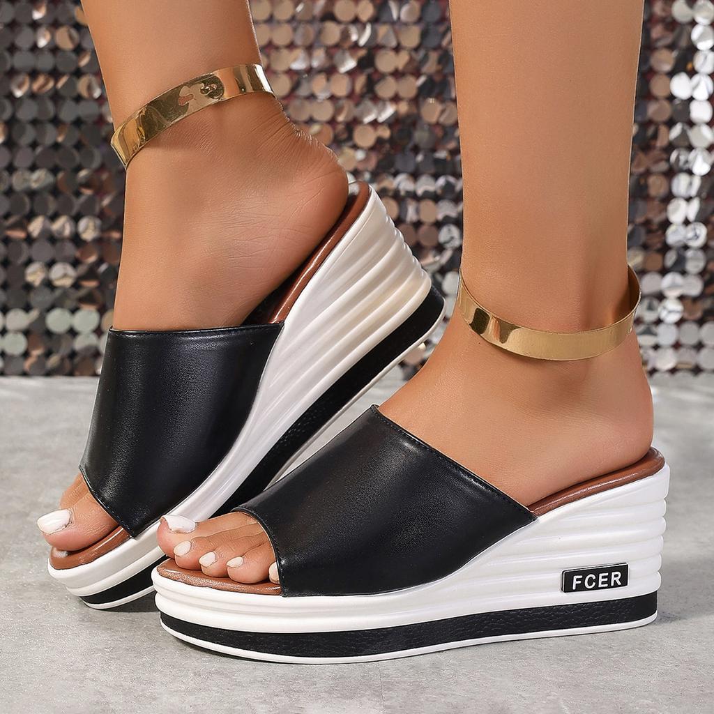 2025 New Fashion Fishmouth Wedge Heel Fashion Casual Women's Strappy Sandals