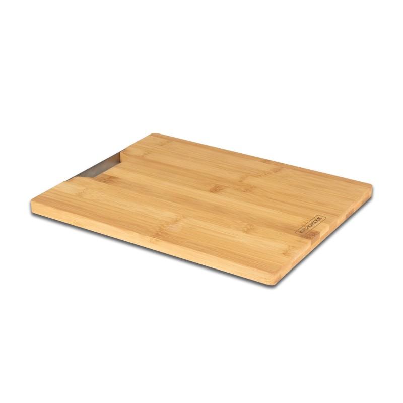 Kitchencook - Planche_3225 - Planche à Découper En Bambou - Poignée Métal - 32x25x1,5 Cm
