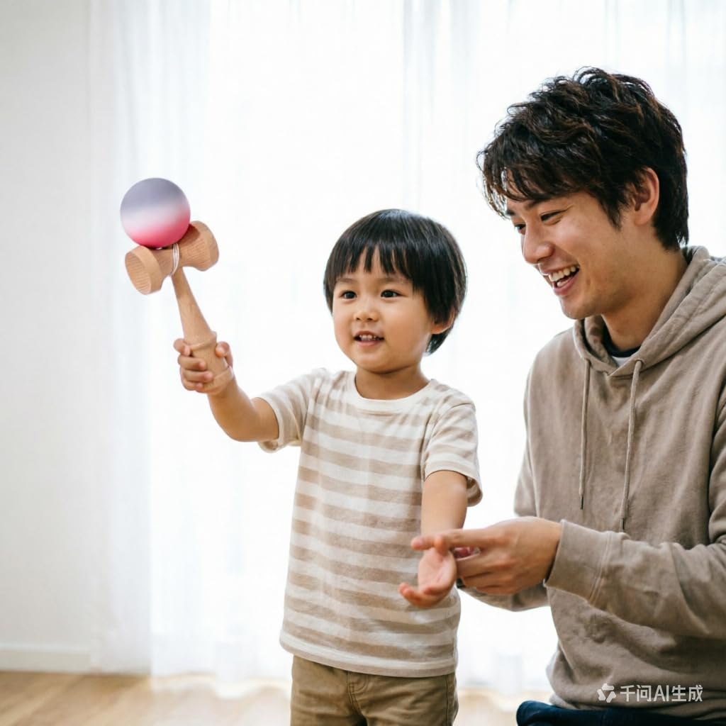 Skill Ball Kendama (Japanese Cup-and-ball Game) Fitness and Leisure Wooden Educational Toy for Classrooms, Practice, and Competition - Gradient