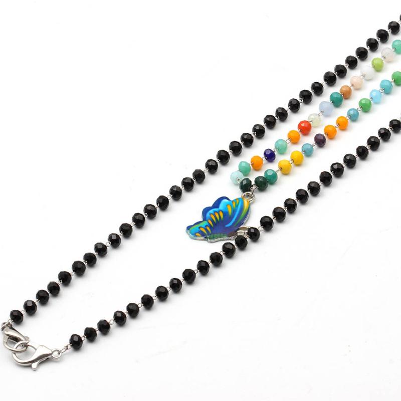 Fait à la main Porte-masque Sangle Papillon Pendentif Masque Lanière Perle  Chaîne Collier Multi Color Masque Laisse 43inch Bijoux