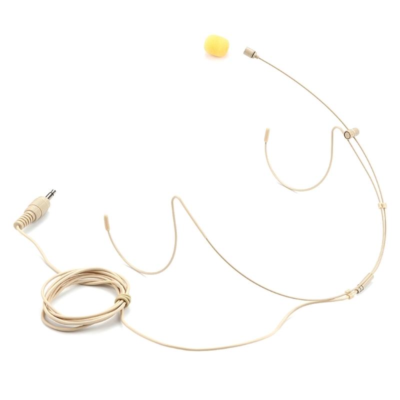 3.5mm Thread Straight Plug Head Microphone Replacement Headset Headworn Microphone Double Earhook Headworn Mic Enduring