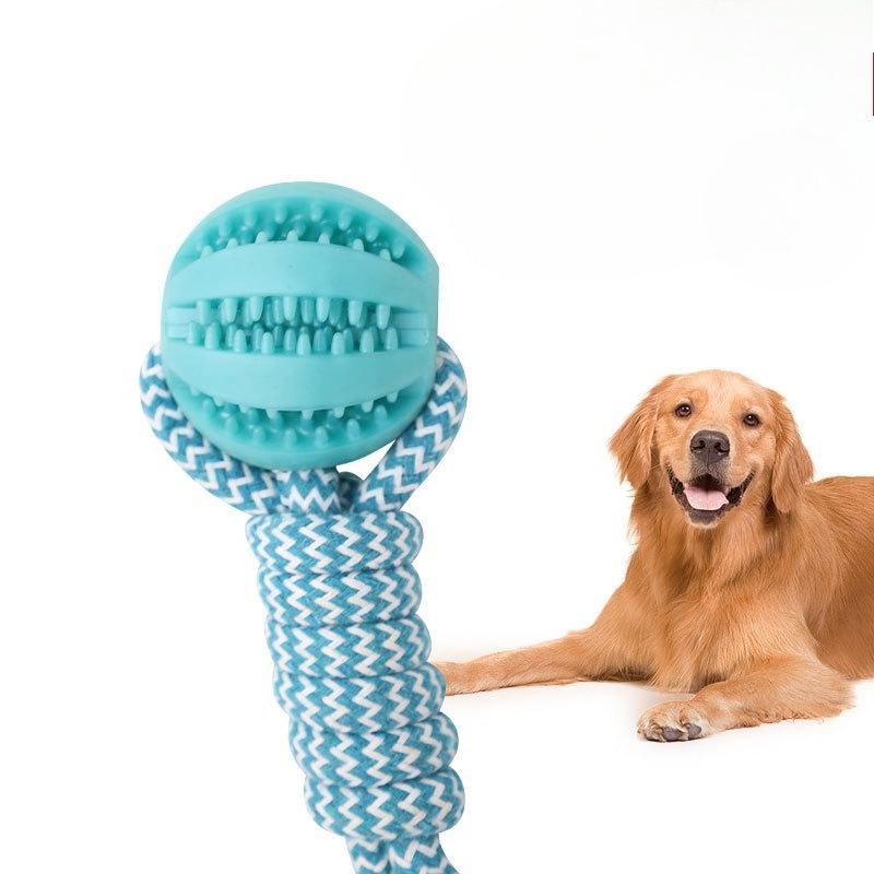 Pet Toy Dog, Biting Cotton Rope, Hand-pulled Leaky Food Ball, Teething, Teeth Cleaning, Dog Training, Interactive and Educational Toy Ball