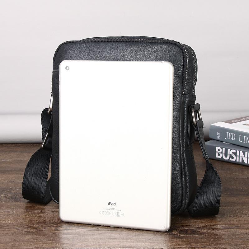 Men'S Leather Messenger Bag Shoulder First Layer Cowhide Business Casual Vertical Phablet Mobile Phone Bag Men'S Bag Business Commute