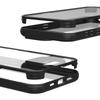 For iPhone 15 Clear Phone Case Tempered Glass+Silicone Frame Double-Sided Protective Cover
