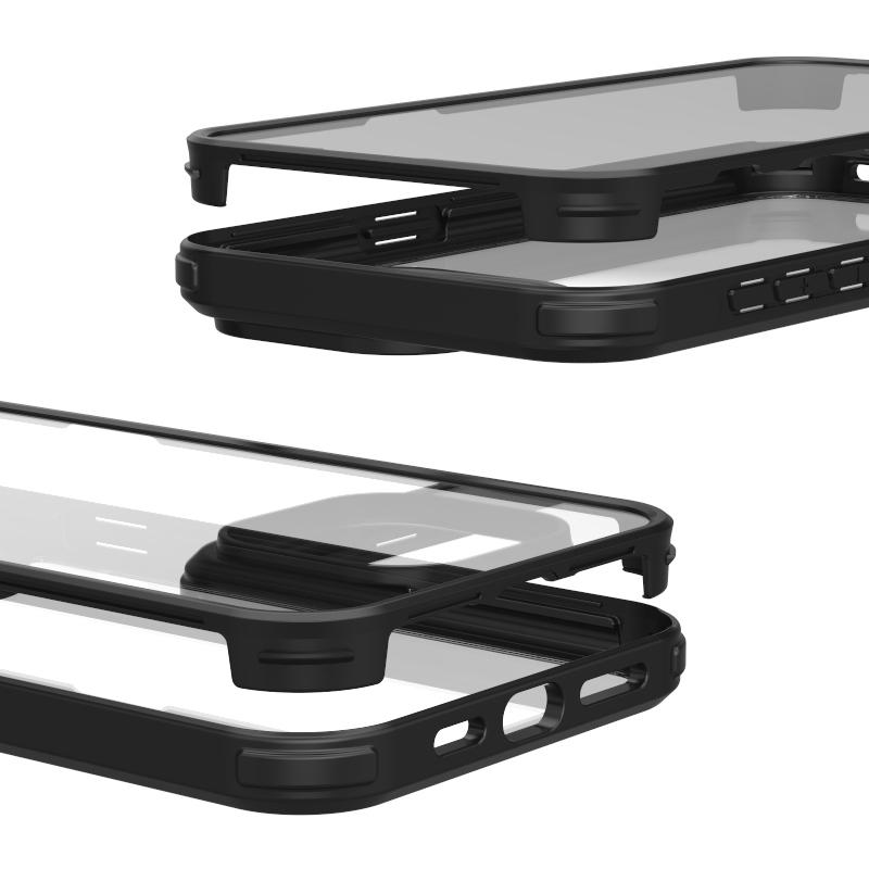For iPhone 15 Clear Phone Case Tempered Glass+Silicone Frame Double-Sided Protective Cover