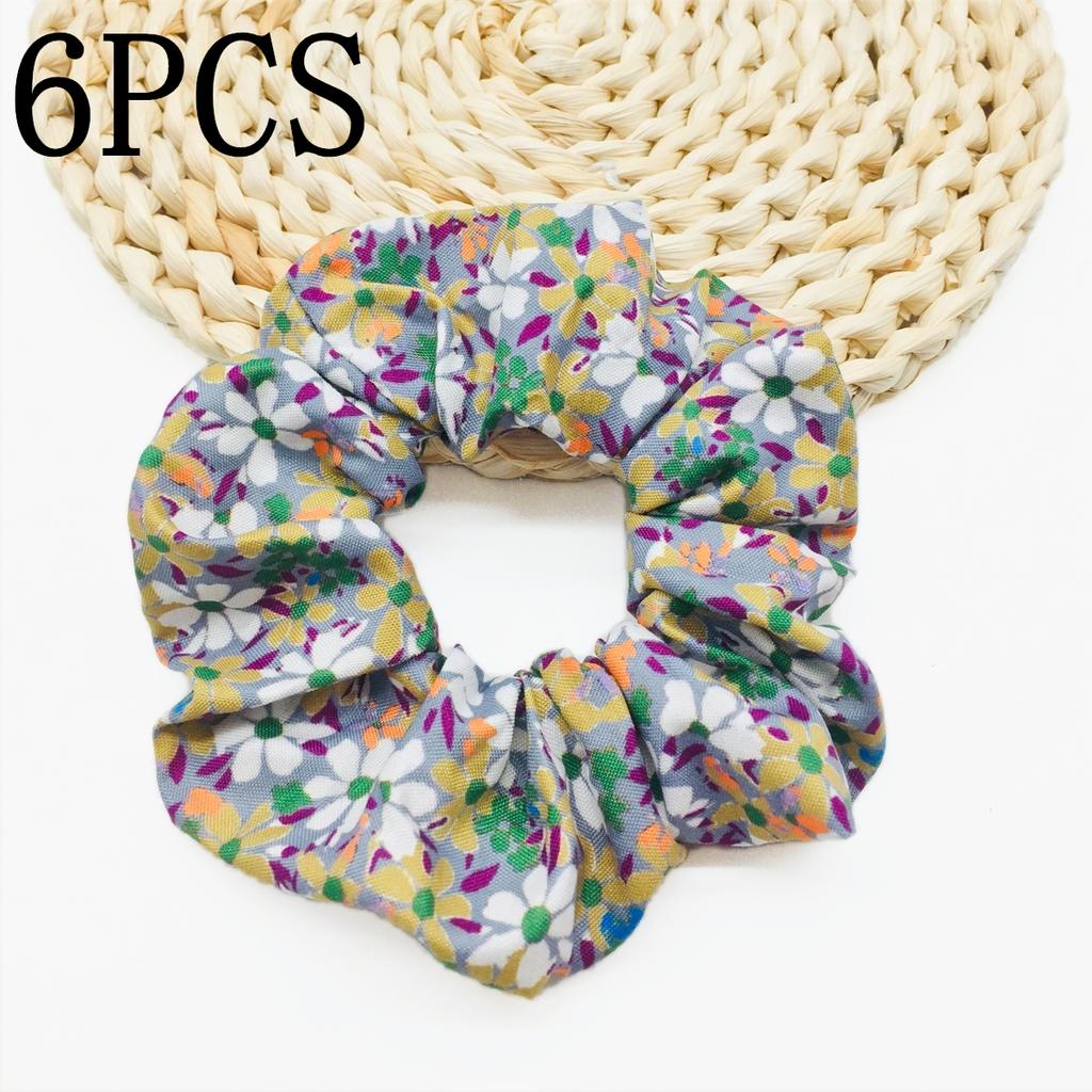 6pcs/lot Hair Scrunchies Bands Scrunchy Ties Ropes Ponytail Holder for Women Accessories Fabric Headwear Ditsy Floral Sweet Cute