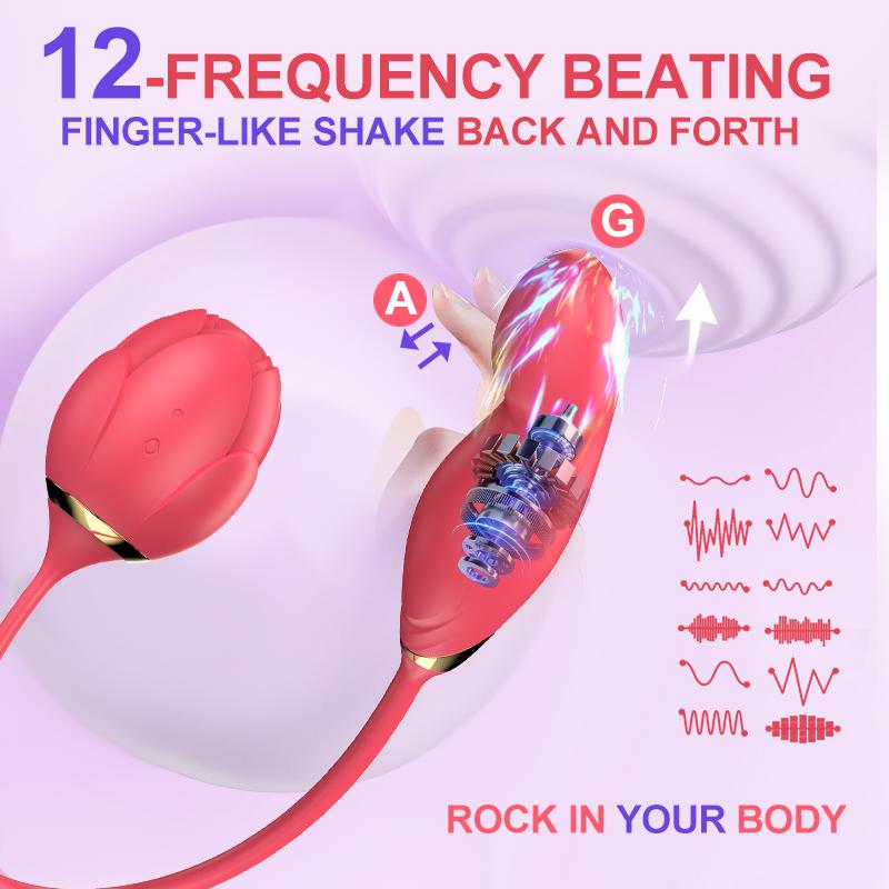 Rose Dildo Vibrator for Women Nipple Clitoris Stimulator G Spot Anal Vibrator Tongue Licking Vibrating Egg Sex Toys Masturbator