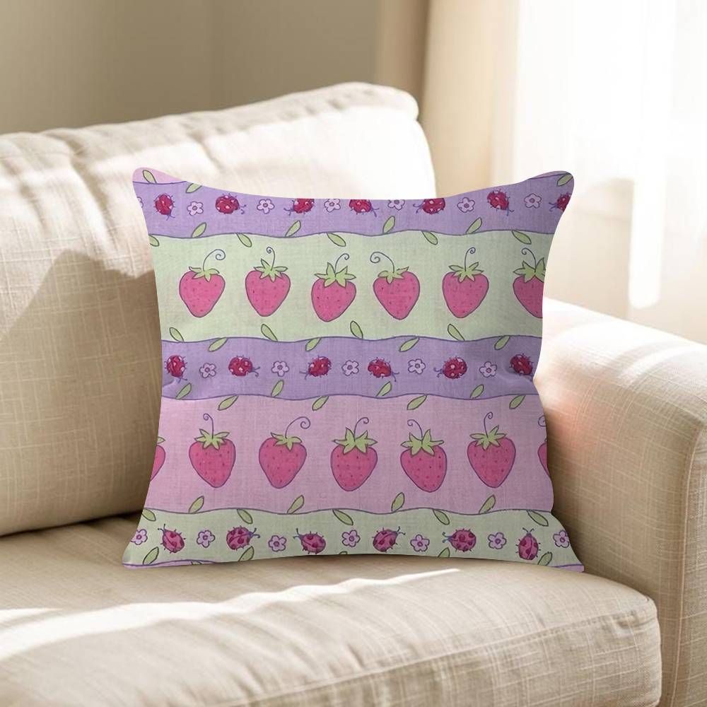Strawberry Floral Delight Pillow Gift Home Office Decoration Pillow Bedroom Sofa Car Cushion CoverPillow Case