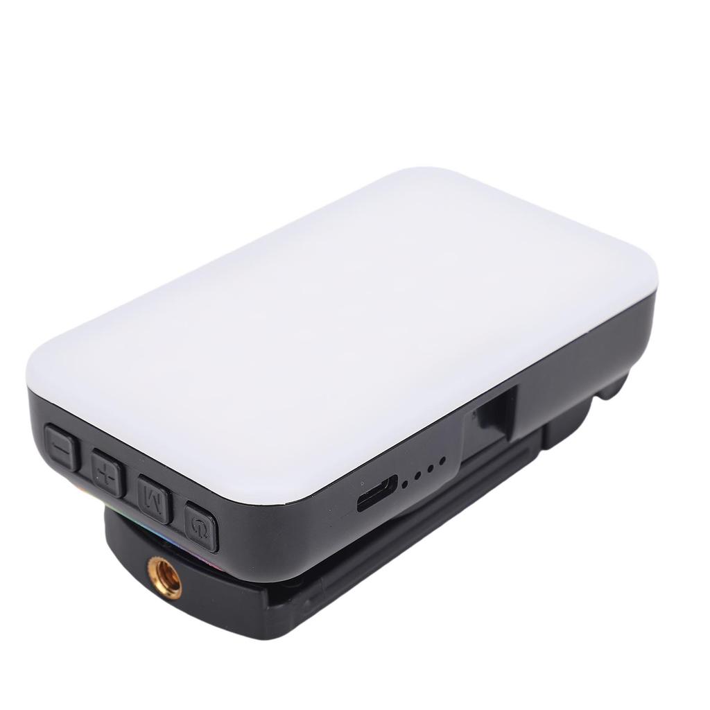 RGB LED Video Light for Phone with Back Clip Rotating 5 Color Temperature 2000mAh Battery Portable Full Color Selfie