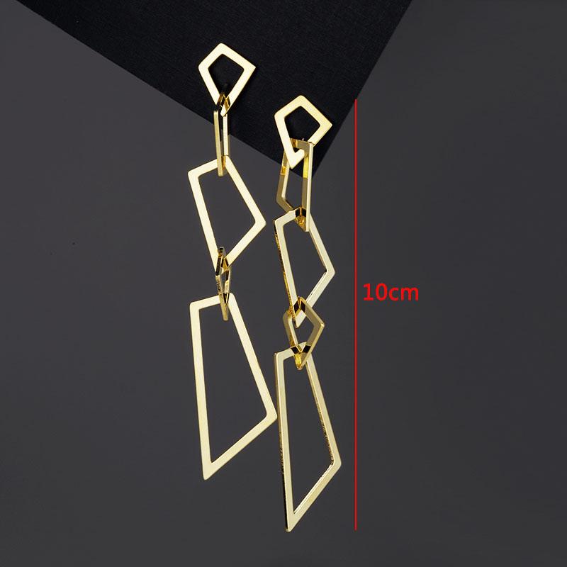 New Exaggerated Twist Metal Dangle Earrings for Women Gold Color Punk Fashion Female Hanging Earrings Boho Geometry Ear Zircon