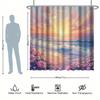 Fantasy Beauty Shower Curtain Set - Beach Waves & Flowers, White Clouds & Sunrise, Polyester Fabric,  Modern Bathroom Decor