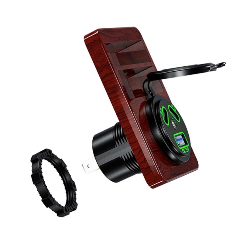Waterproof 3-Port USB & Type C Power Outlet 45W Type C Fast Charging Socket for 12V/24V Vehicles, Boats, Motorcycles