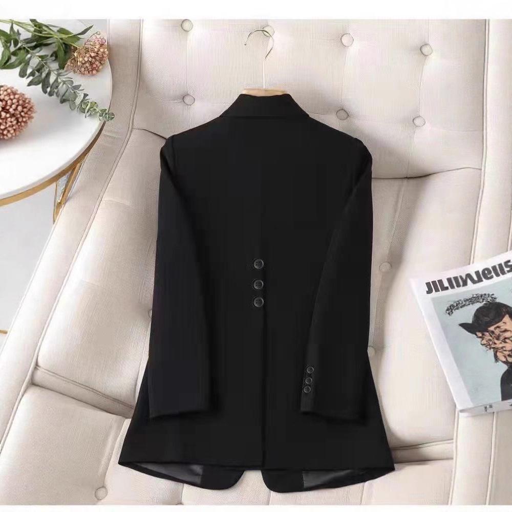 Schwarze lässige Anzugjacke für Damen - Frühjahrs- und Herbstmode mit Rückenschlitz