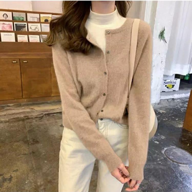 Loose Sweater Coat for Women Solid Color Korean-style Stylish Knitted Cardigan Long-sleeved Fur Coat for Women In Autumn and Winter Cardigan Top