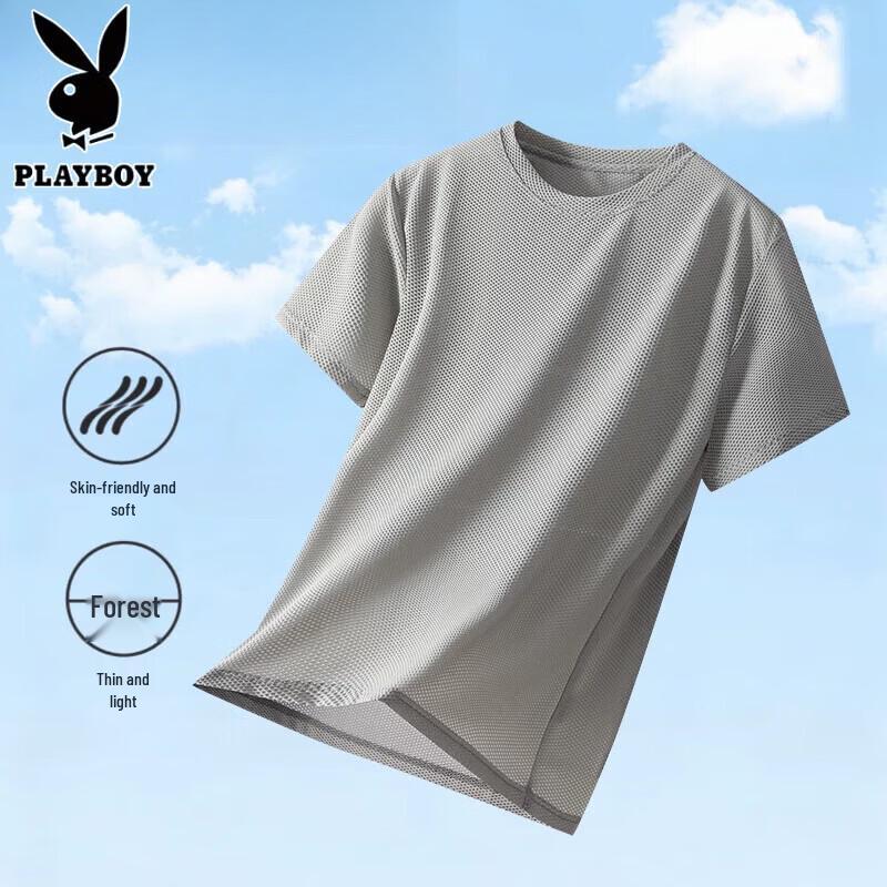 

PLAYBOY Men s Ice Silk Mesh Quick Dry T-shirt 3XL