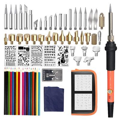 Pyrography Set Electric Soldering Iron Carving Tip Adjustable Temperature Wood Burning KitEU Plug