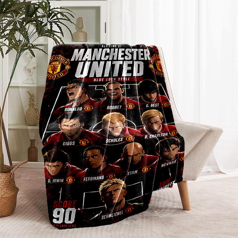1pc Blanket - Manchester United FC logo Print Design, Lightweight Blanket for Sofa, Bed- Soft &Warm, Gift for All Seasons