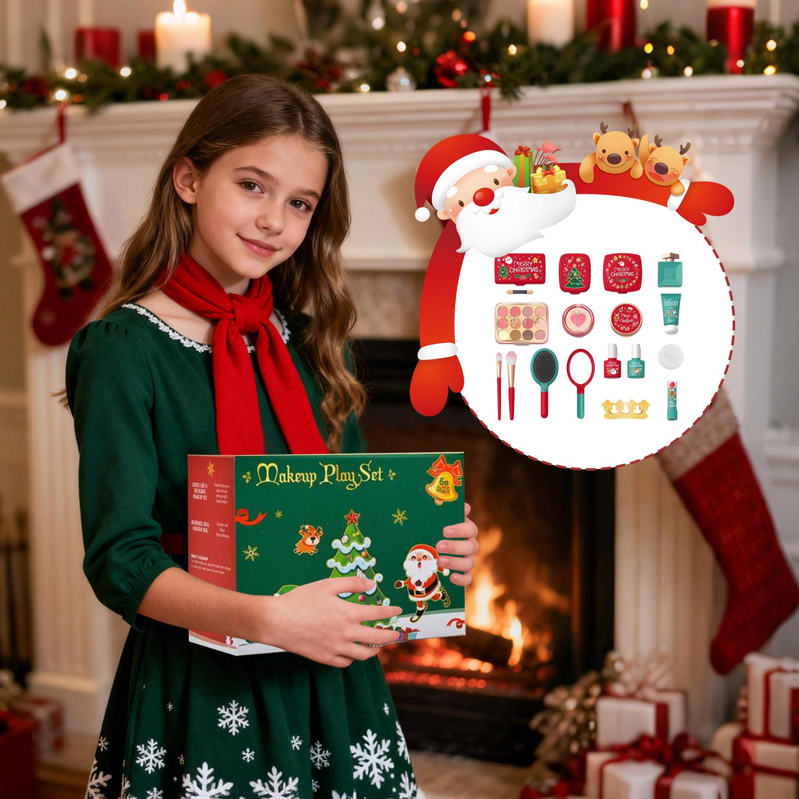Toddler Pretend Makeup Kit Children Christmas Fake Cosmetic Set Realistic Toddler Pretend Play Makeup Kit for Birthday Christmas CN