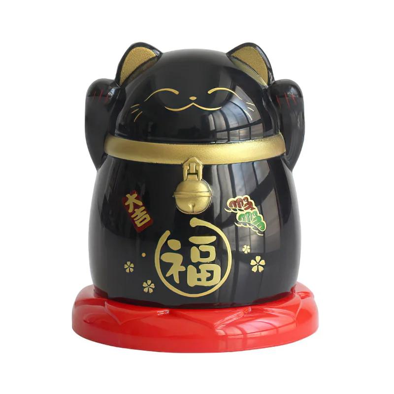 1 Pcs Plastic Toothpick Box Japanese Cartoon Lucky Cat Red Black Toothpick Holder Creativity Home Restaurant Storage Decoration
