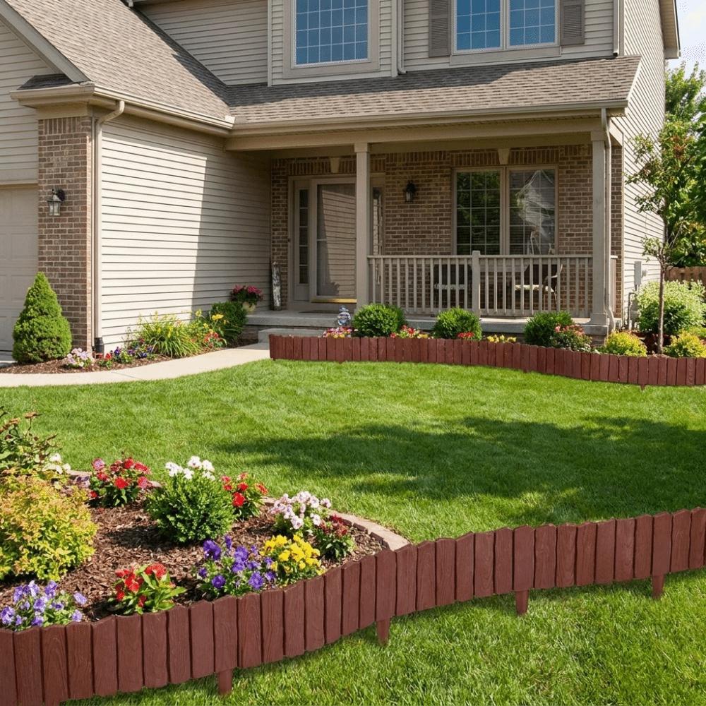 3pcs Plastic Material Decorative Fence Panels Interlocking Fence Lawn Landscaping
