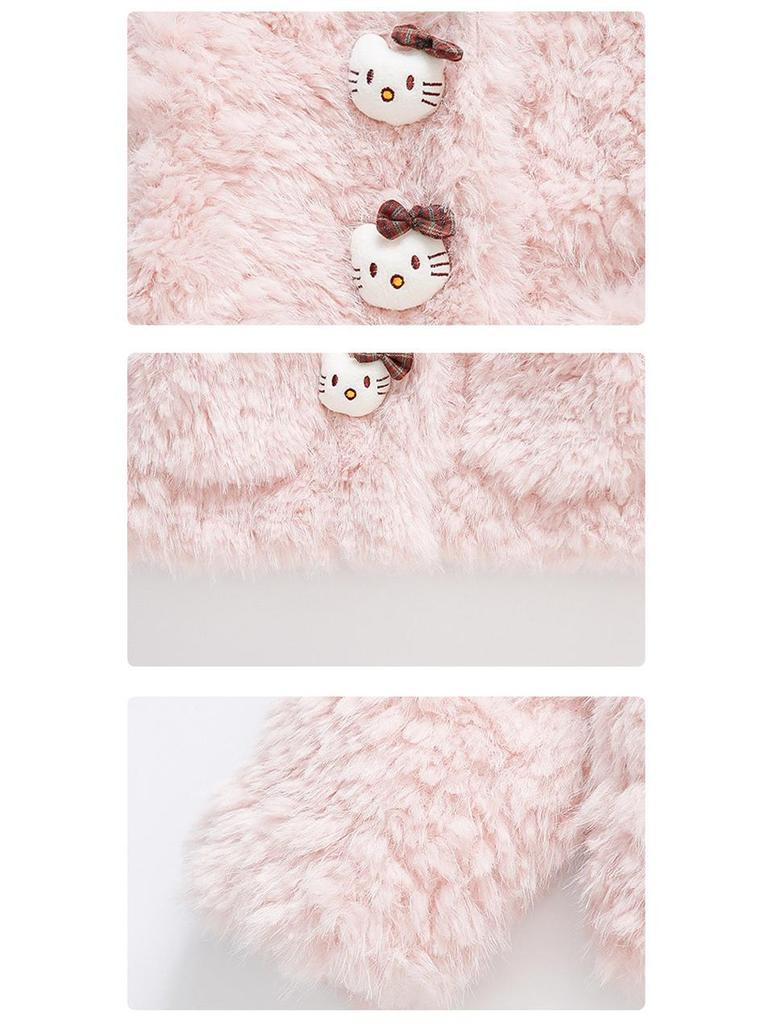 Girls' Faux Fur Fuzzy Coat - 2025 Fashionable Fleece-Lined Autumn/Winter Sweater for Children