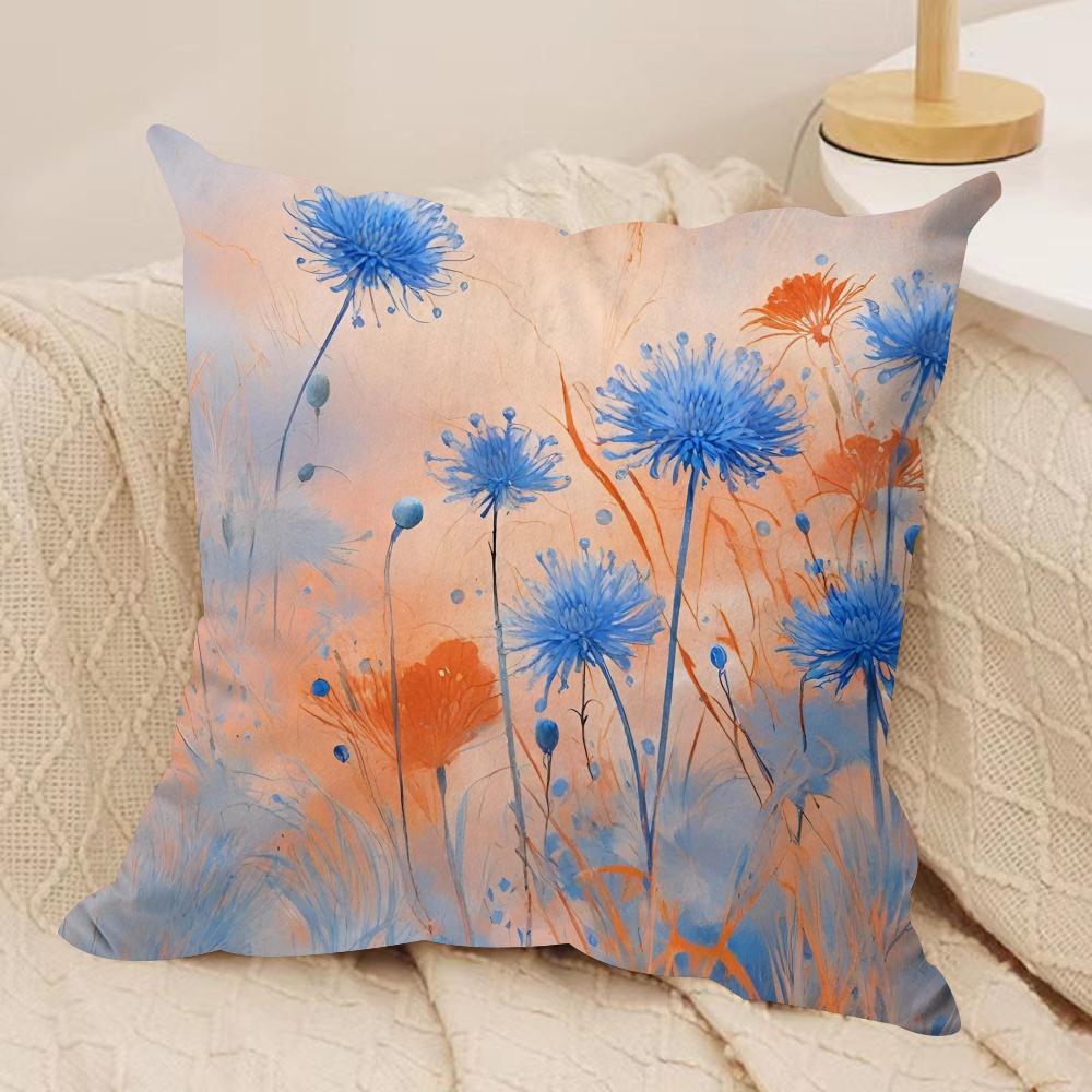 Flower Cornflower Cushion Cover Soft Plush Fabric DoubleSided Printed Sofa Cushion Cover for All Seasons Home Decor Gift
