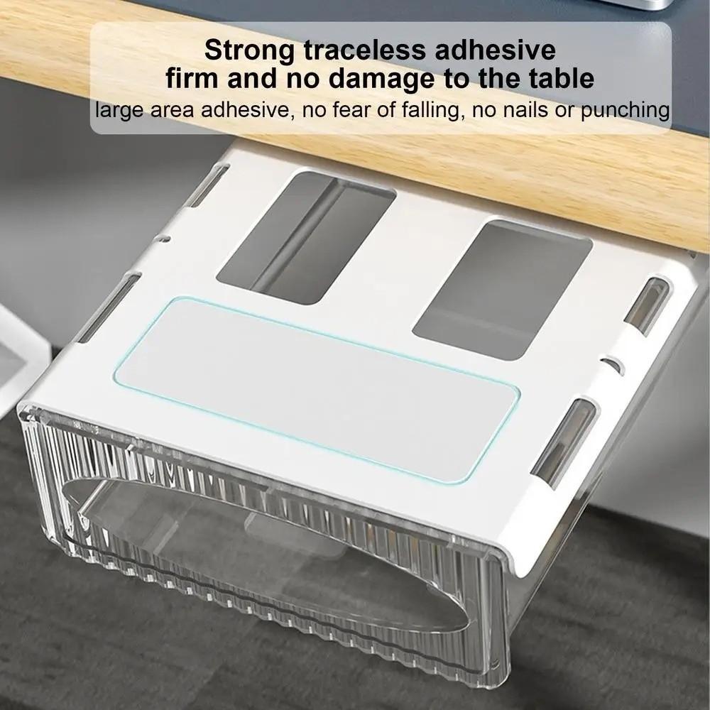 Transparent Under Desk Drawer Large Capacity Desk Organizer Cabinet Storage Drawer  Household