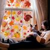 164 PCS Fall Window Clings for Glass Windows Autumn Window Clings Stickers Maple Leaf Window Stickers for Thanksgiving Autumn Home Office Decorations