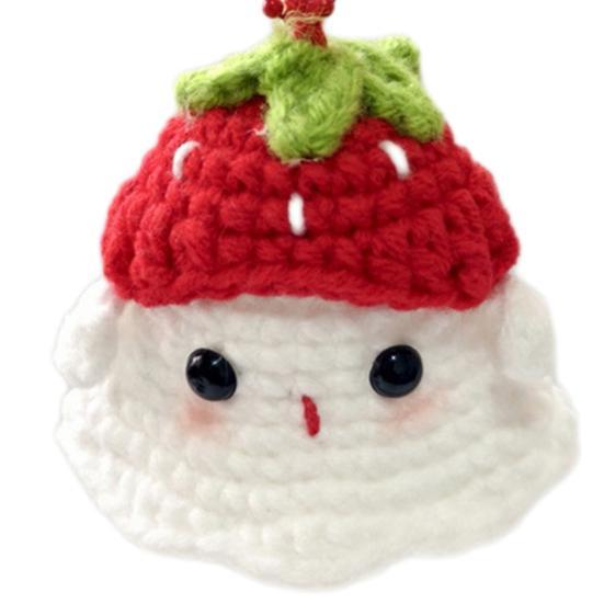 Halloween Crochet Ghost Ornament Cute Handmade Knitted Frog/Cat/Spider/Strawberry Ghost Hanging Decoration for Car Rearview Mirror Bag Charm
