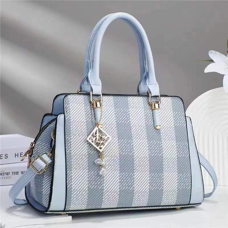 Stylish Checkered Handbag For Women High-end Color Block Design Chic Shoulder Bag