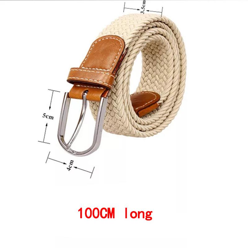 5 Colors Men's Ladies Canvas Fabric Belt Traditional Buckle Elastic Belt 100CM Long Elastic Fashion Belt