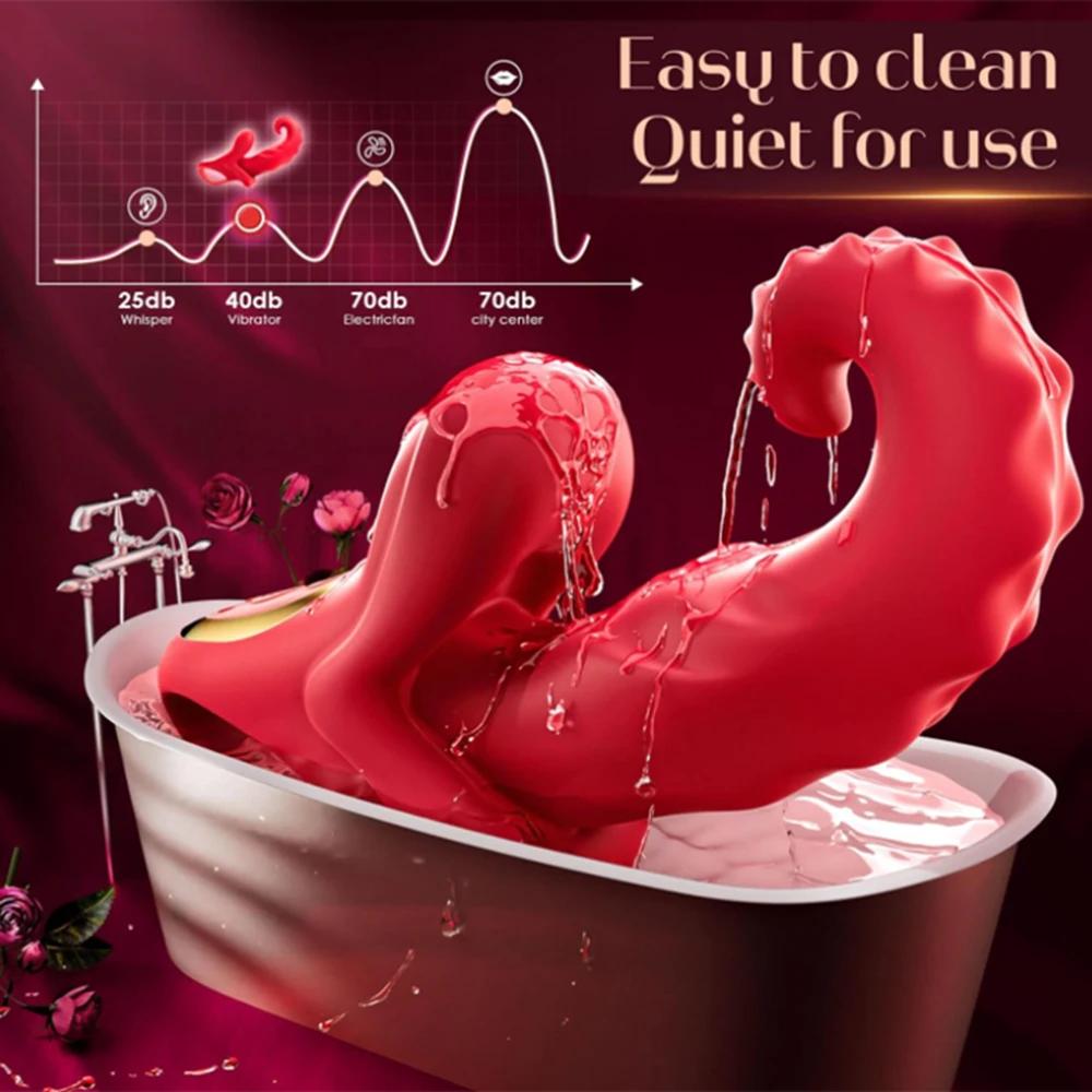 6 IN 1 Powerful Tongue Licking Vibrator Clitoral Stimulator Wearable Panties Vibrating Nipple Vagina Massager Adult Sex Toys Insert Dildo Masturbator
